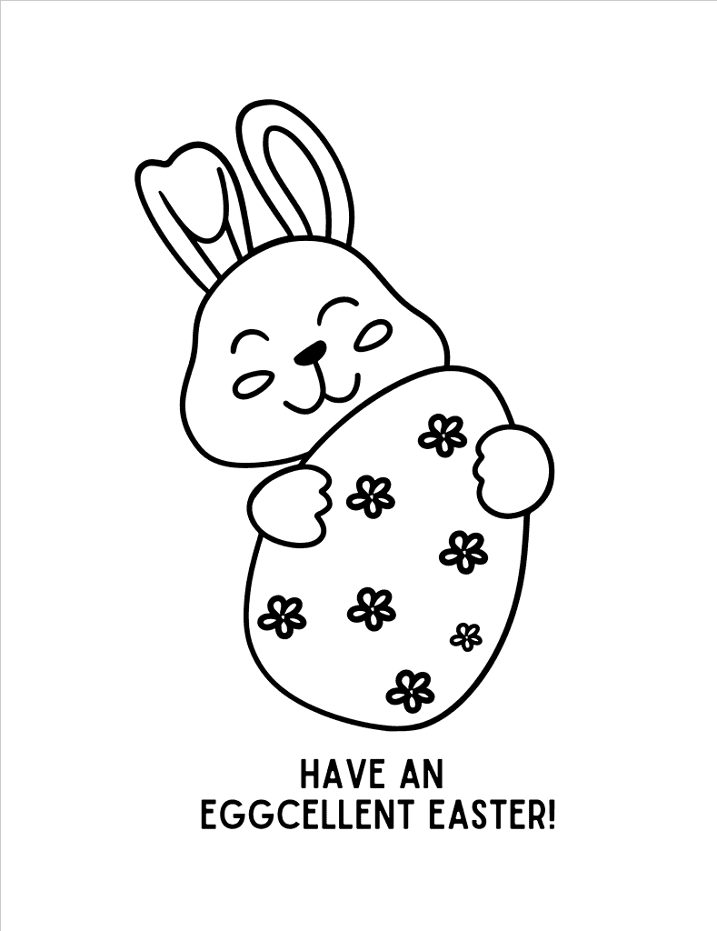 Simply Love Printables Coloring Easter Card Bunny with Egg