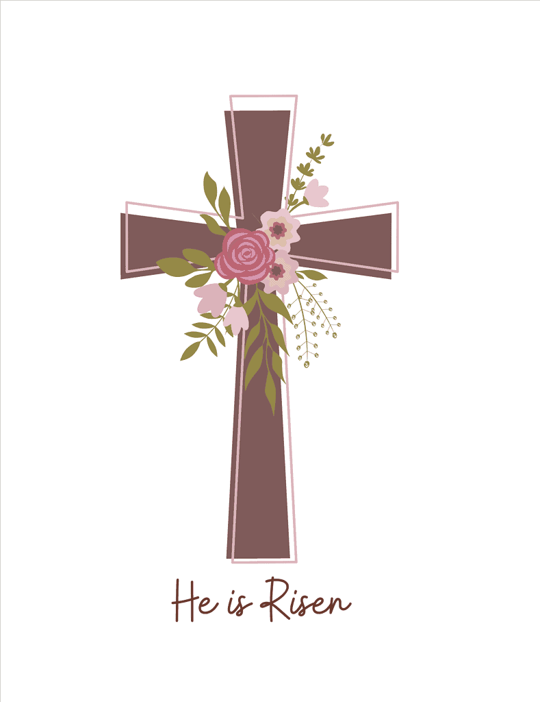 Simply Love Printables Easter Card Cross He is Risen