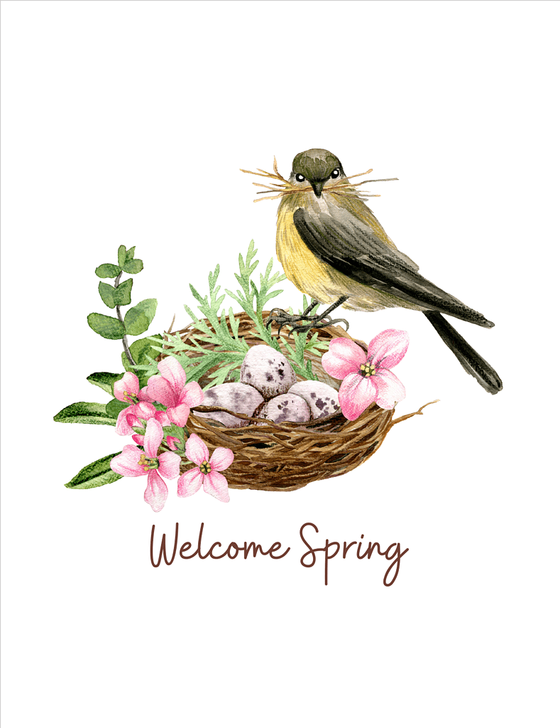 Simply Love Printables Easter Card Watercolor Bird Nest