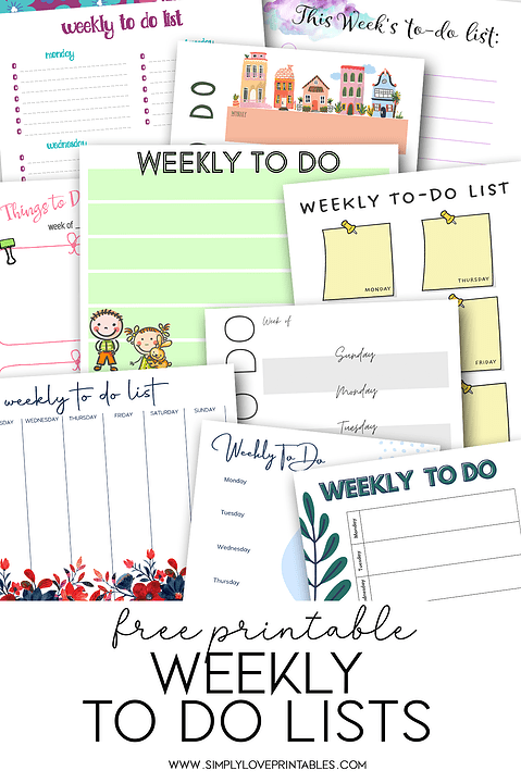 25 Free Weekly To Do List Printables | Simply Love Printables