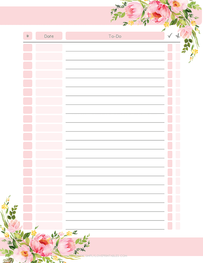 Simply Love Printables Pink Floral To Do List