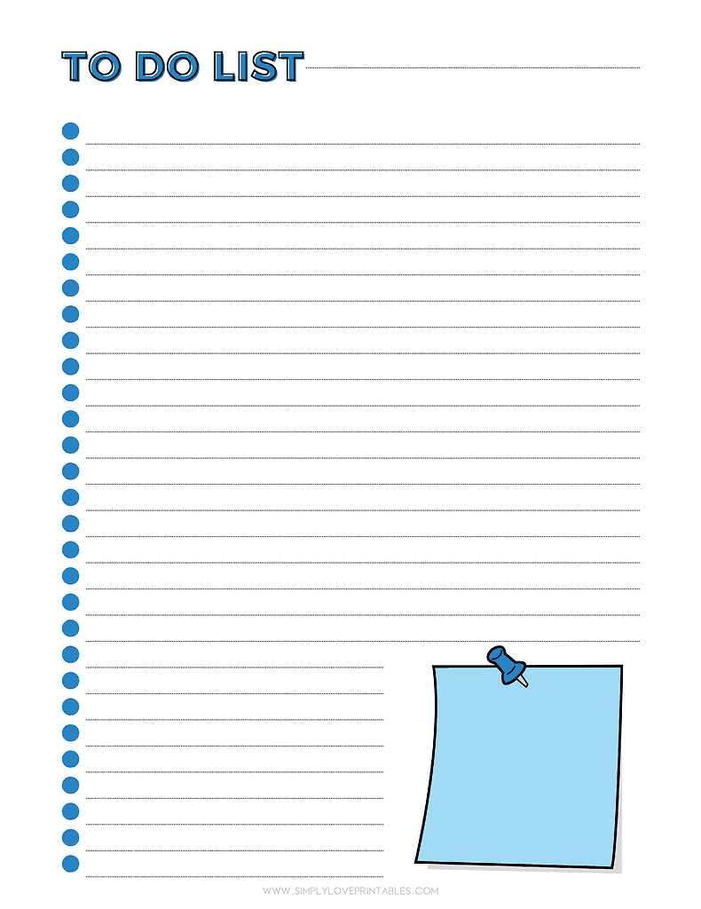 Simply Love Printables Post It Note Blue To Do List