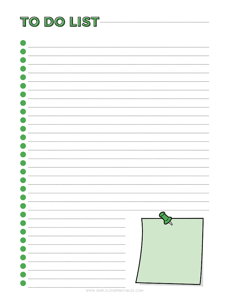 Simply Love Printables Post It Note Green To Do List