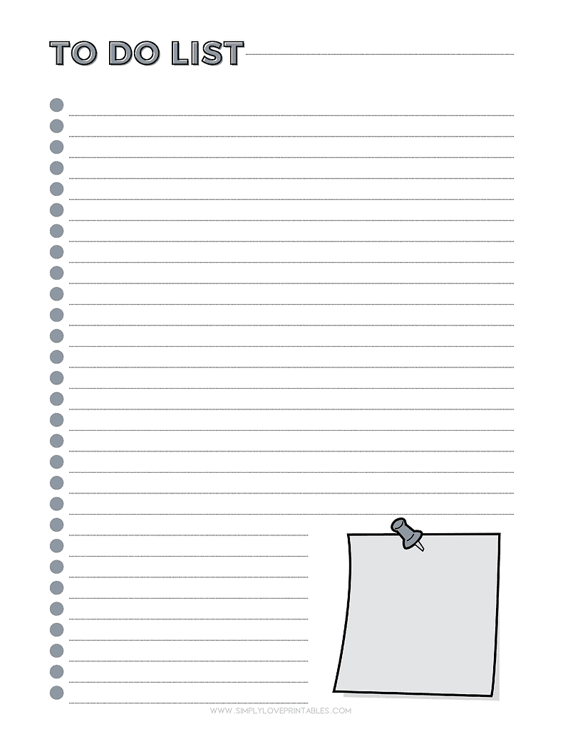 Simply Love Printables Post It Note Grey To Do List