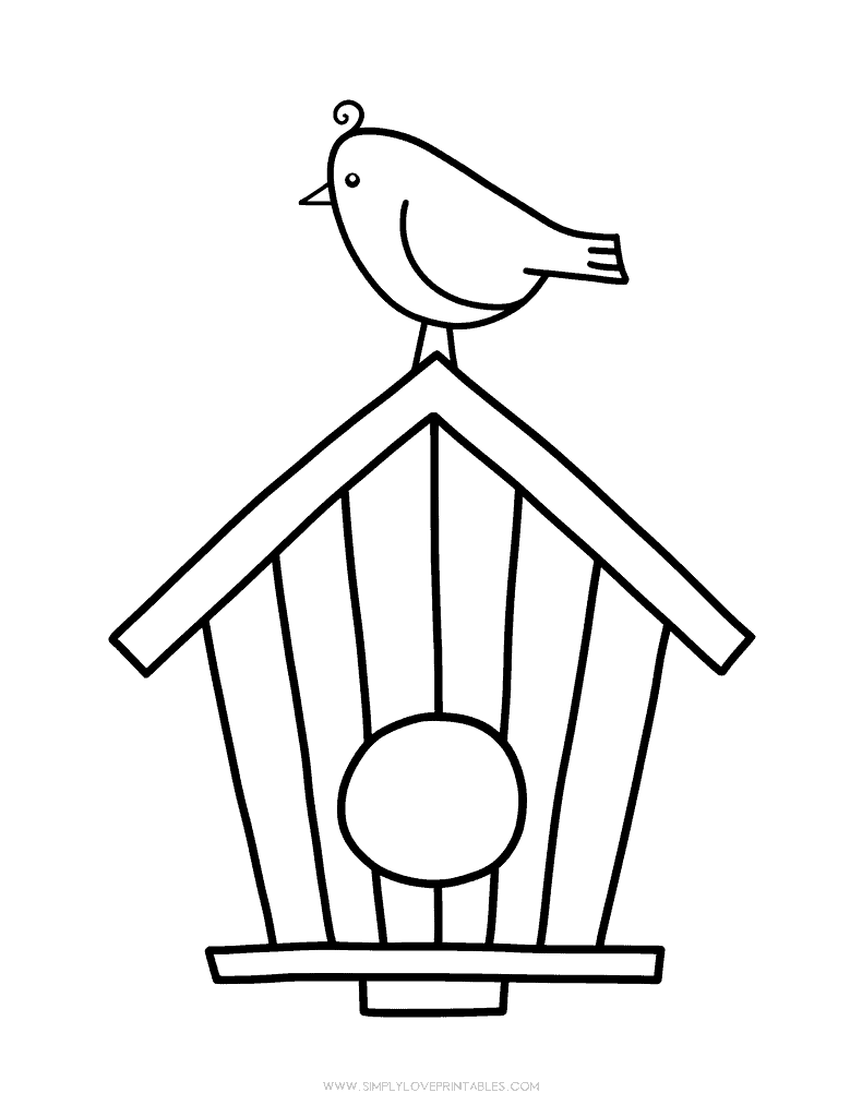 Simply Love Printables Spring Coloring Page Birdhouse