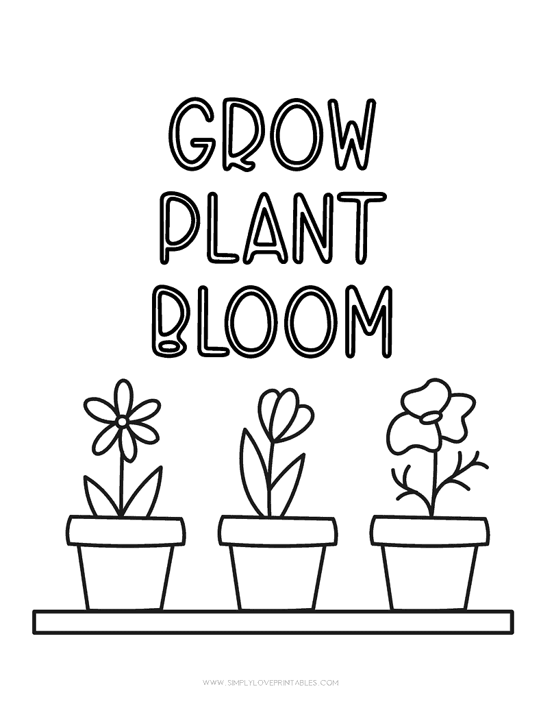 Simply Love Printables Spring Coloring Page Grow Plant Bloom