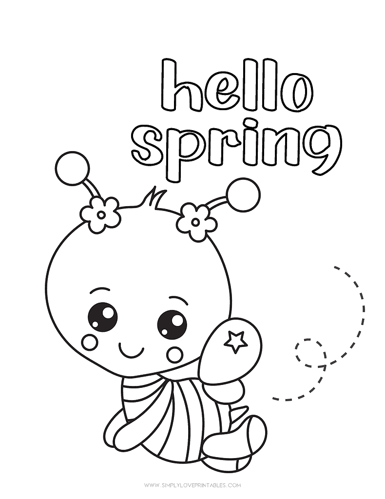 Simply Love Printables Spring Coloring Page Hello Spring