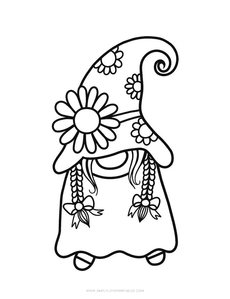 Simply Love Printables Spring Coloring Page Lady Gnome
