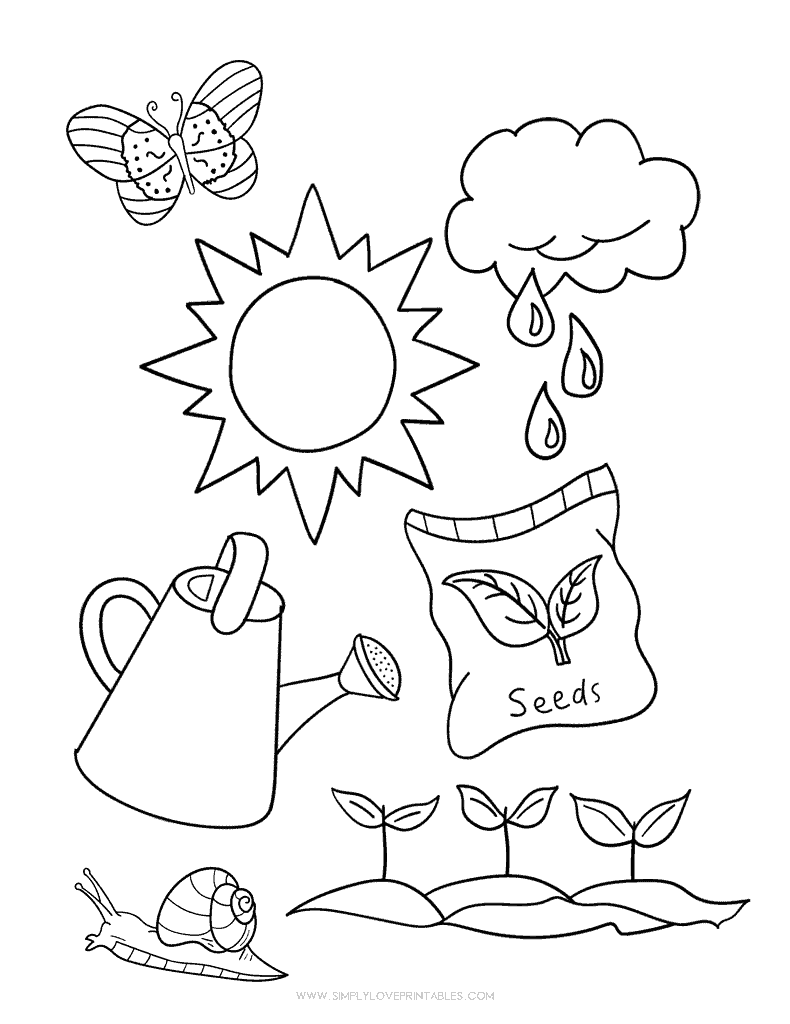 Simply Love Printables Spring Coloring Page Plant Seeds
