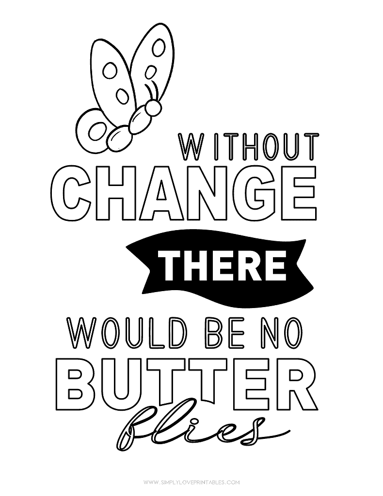 Simply Love Printables Spring Coloring Page Without Change There Would Be No Butterflies