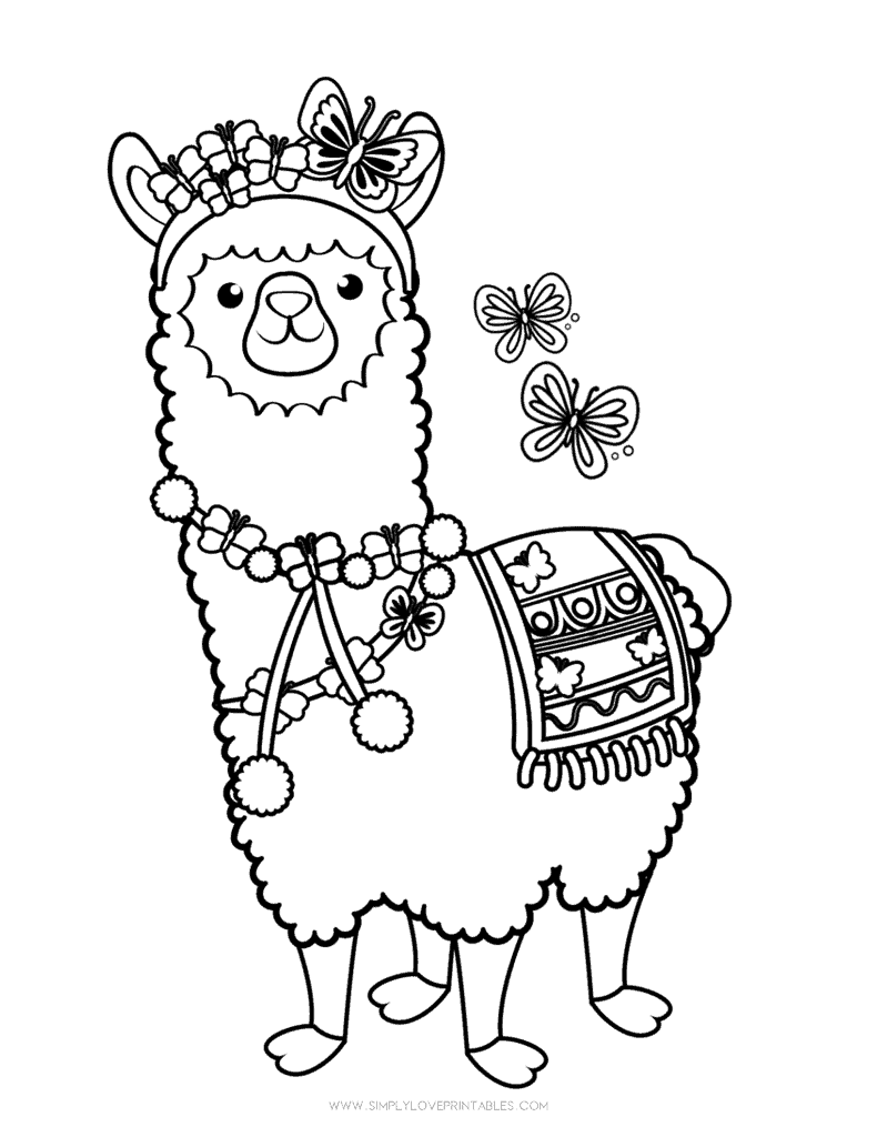 Simply Love Printables Spring Llama Coloring Page
