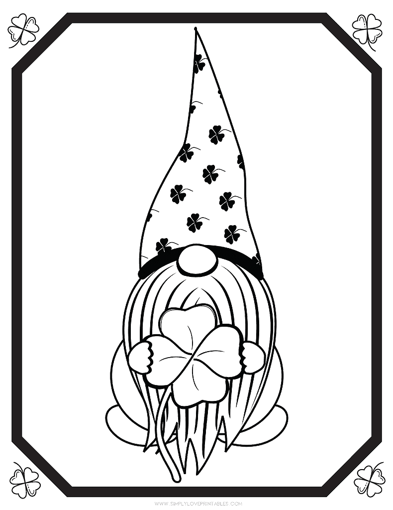 Simply Love Printables St. Patrick's Day Coloring Pages Gnome