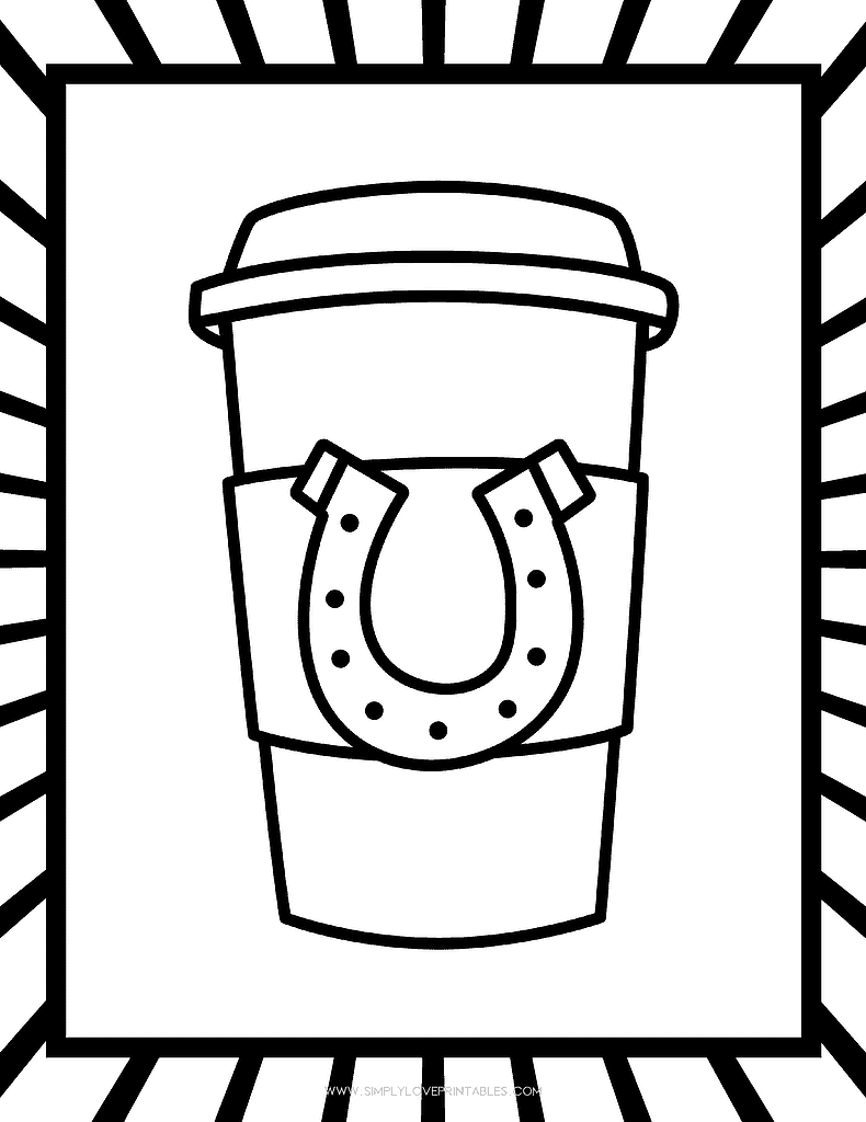 Simply Love Printables St. Patrick's Day Coloring Pages Horseshoe Coffee Cup