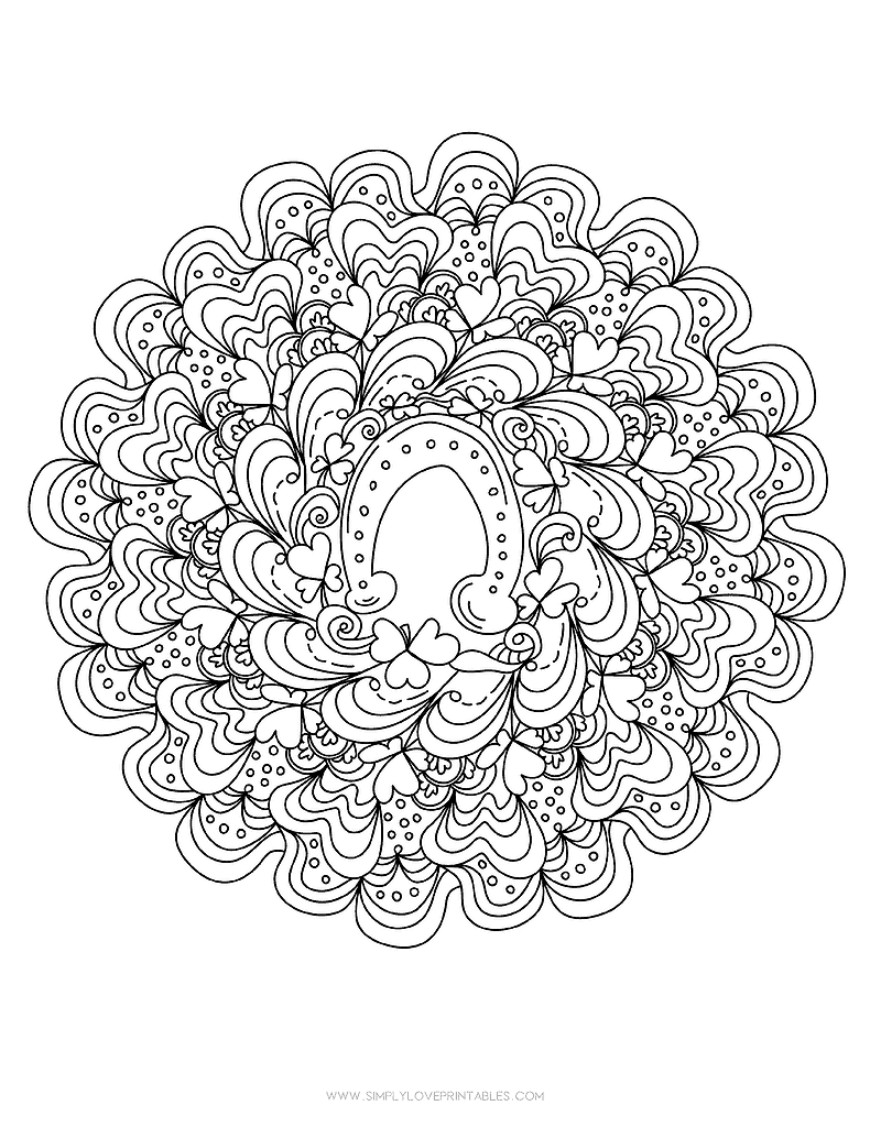 Simply Love Printables St. Patrick's Day Coloring Pages Horseshoe Mandala
