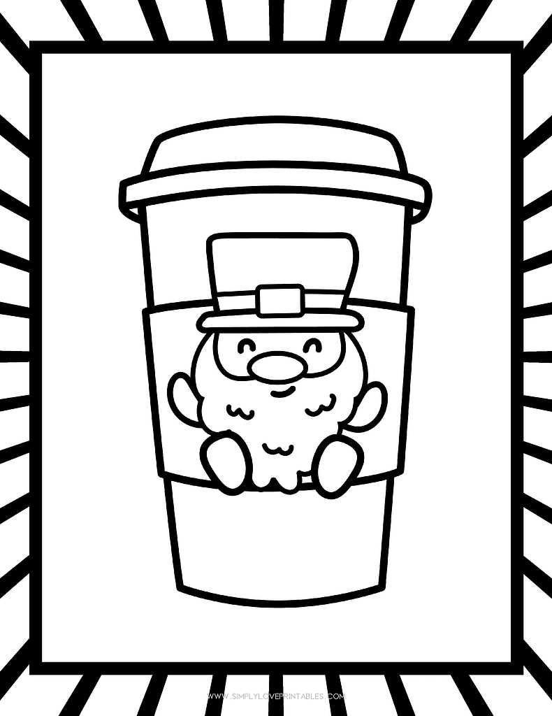 Simply Love Printables St. Patrick's Day Coloring Pages Leprechaun Coffee Cup