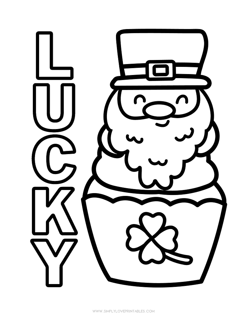 Simply Love Printables St. Patrick's Day Coloring Pages Luck Leprechaun Cupcake