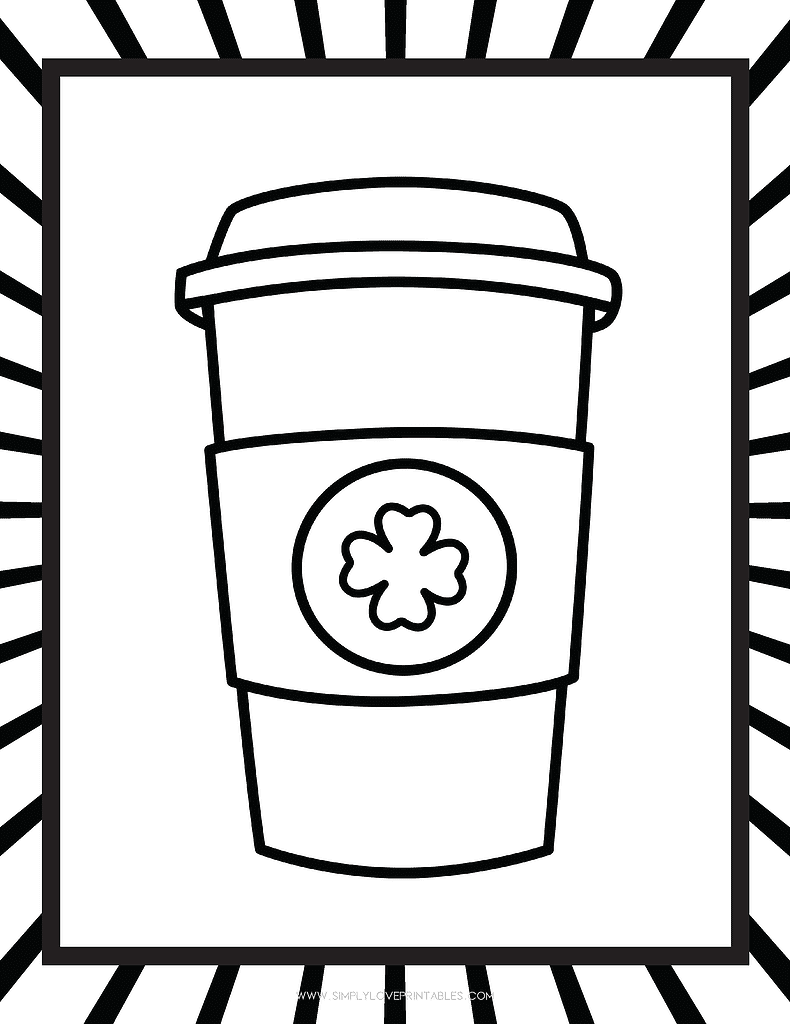 Simply Love Printables St. Patrick's Day Coloring Pages Lucky Gold Coin Coffee Cup