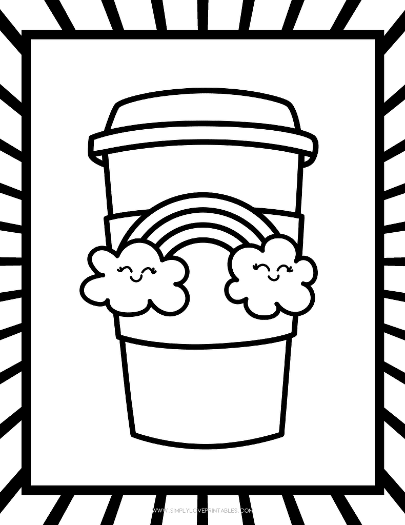 Simply Love Printables St. Patrick's Day Coloring Pages Rainbow Coffee Cup