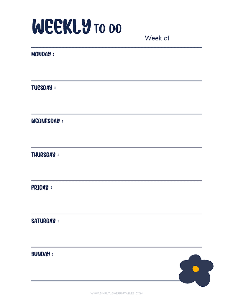 Simply Love Printables Weekly To Do Blue Flower