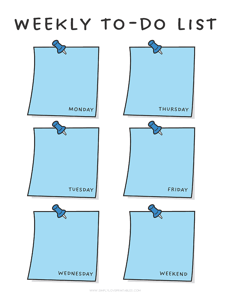 Simply Love Printables Weekly To Do Blue Post It Notes