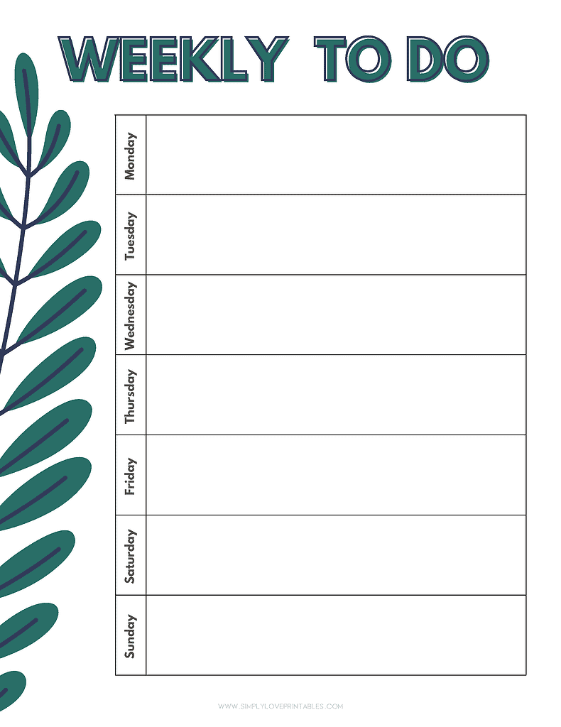 Simply Love Printables Weekly To Do Bold