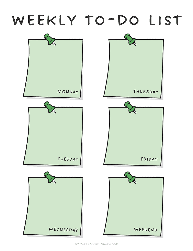 Simply Love Printables Weekly To Do Green Post It Notes