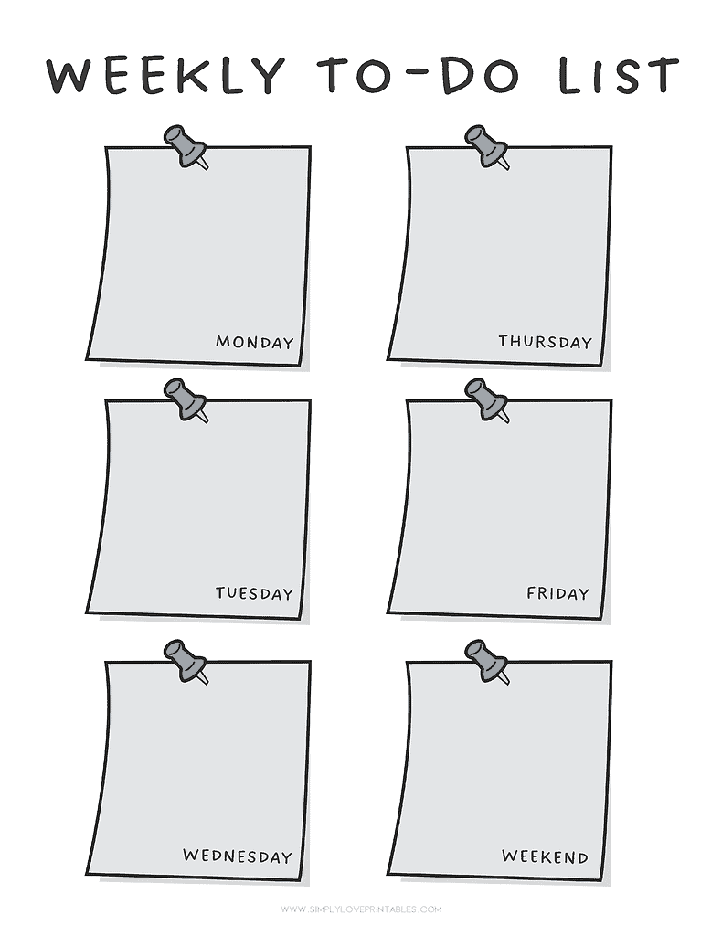 Simply Love Printables Weekly To Do Grey Post It Notes