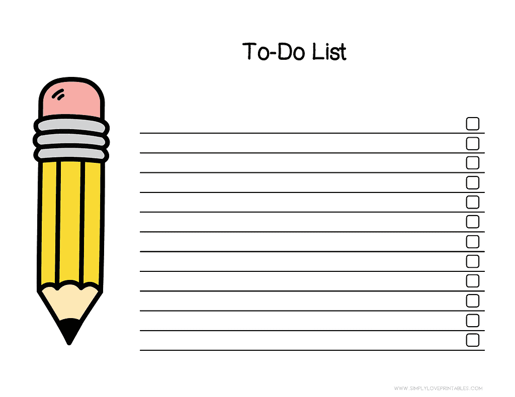 Simply Love Printables Yellow Pencil To Do List