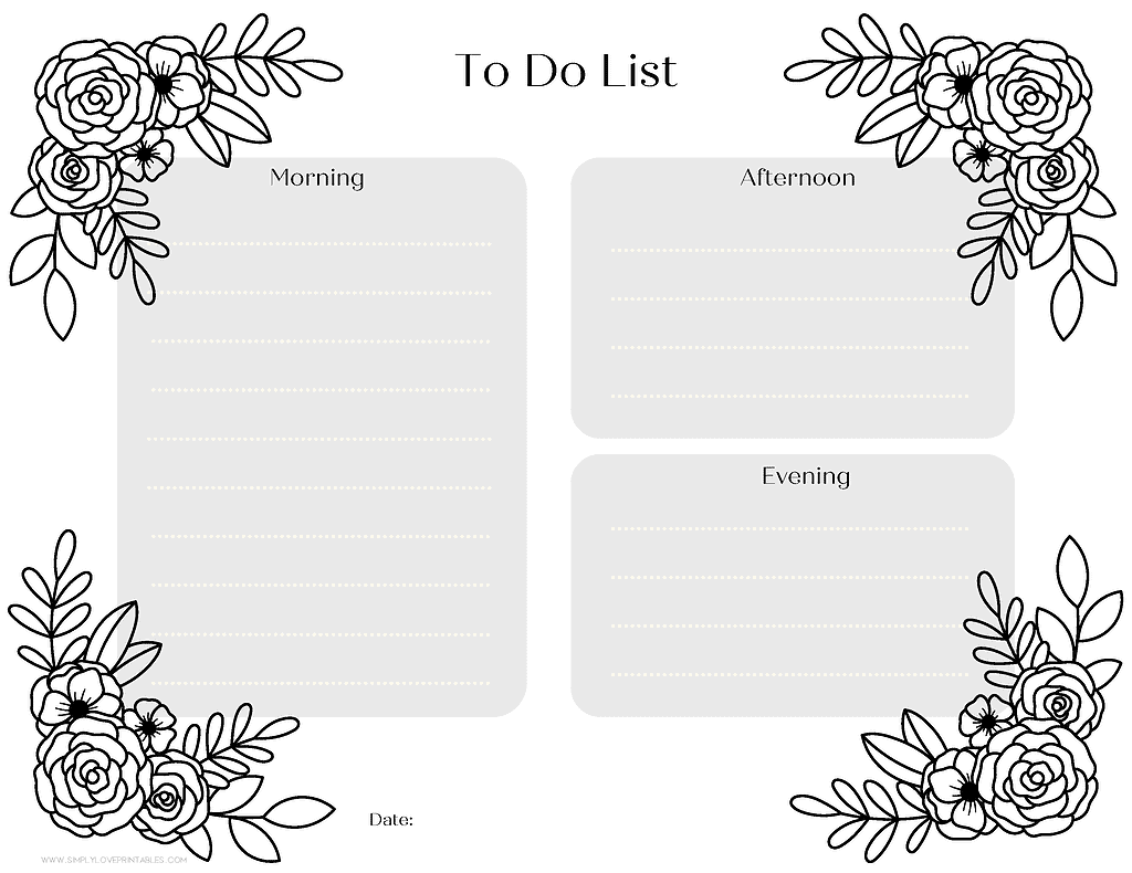 Simpy Love Printables Flower Outline To Do List