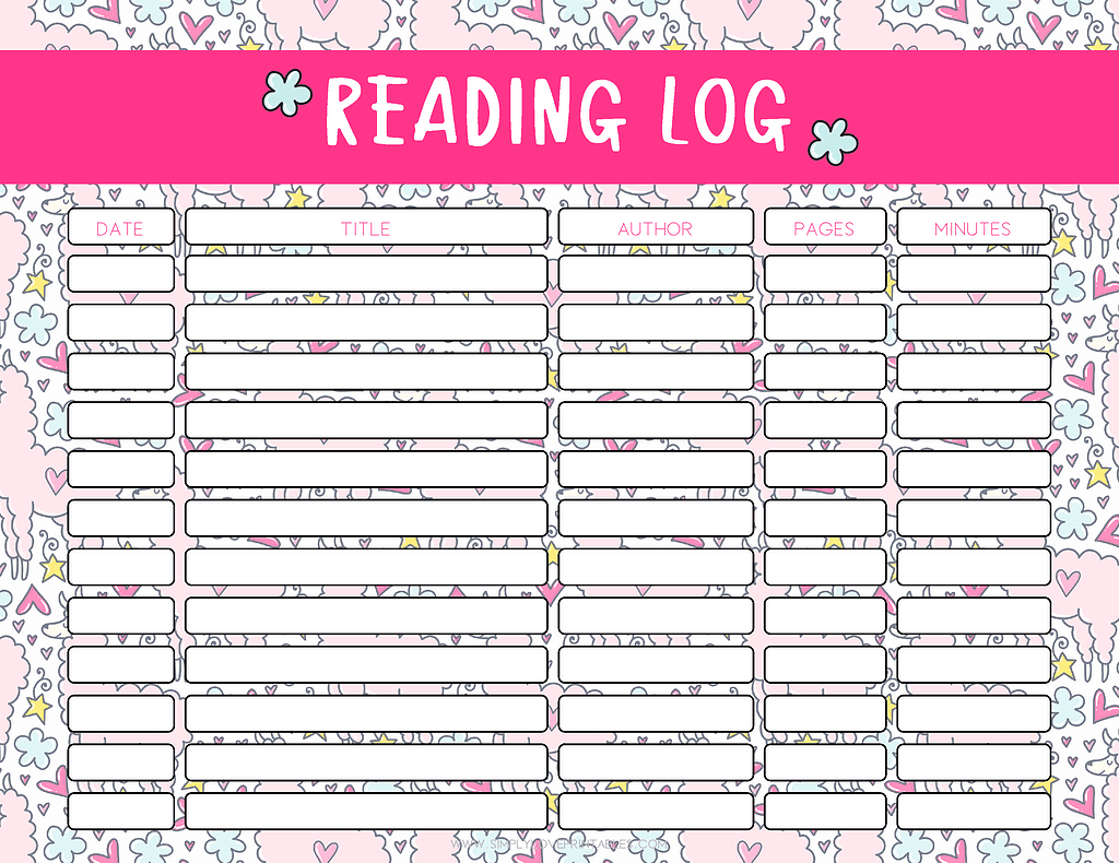 Simply Love Printable Reading Log LLAMA