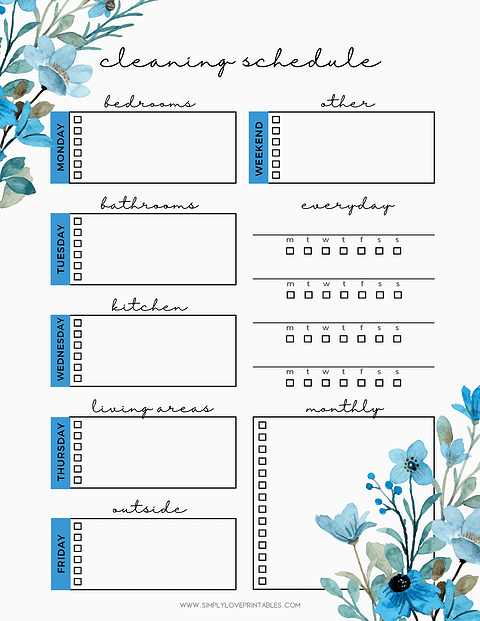 Free Printable Cleaning Lists | Simply Love Printables