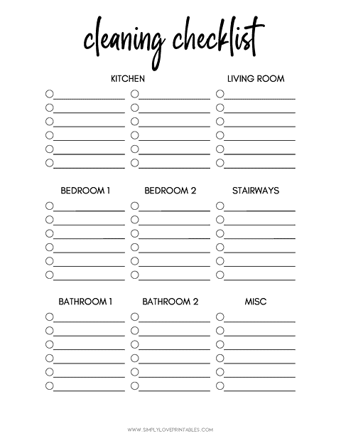 Free Printable Cleaning Lists | Simply Love Printables