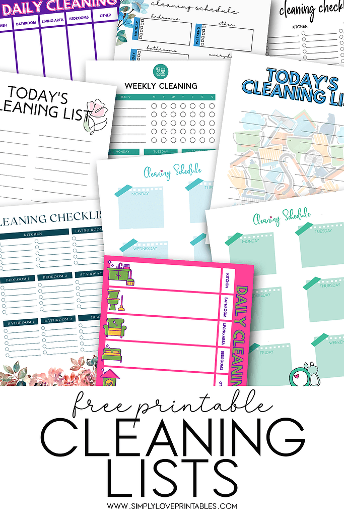 Simply Love Printables Cleaning Lists Pin Image