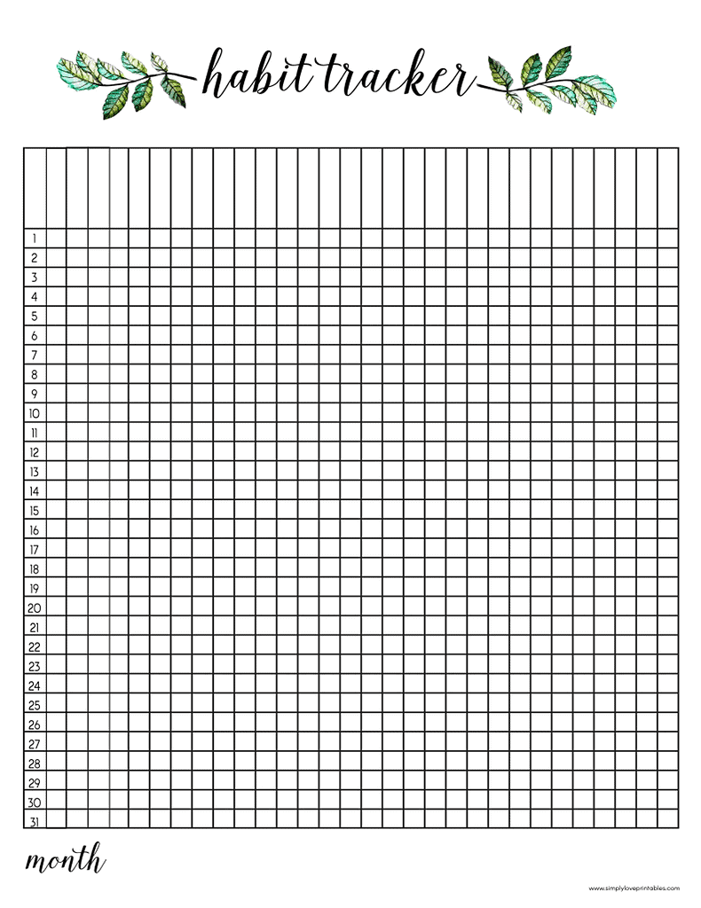 Simply Love Printables Fern Habit Tracker