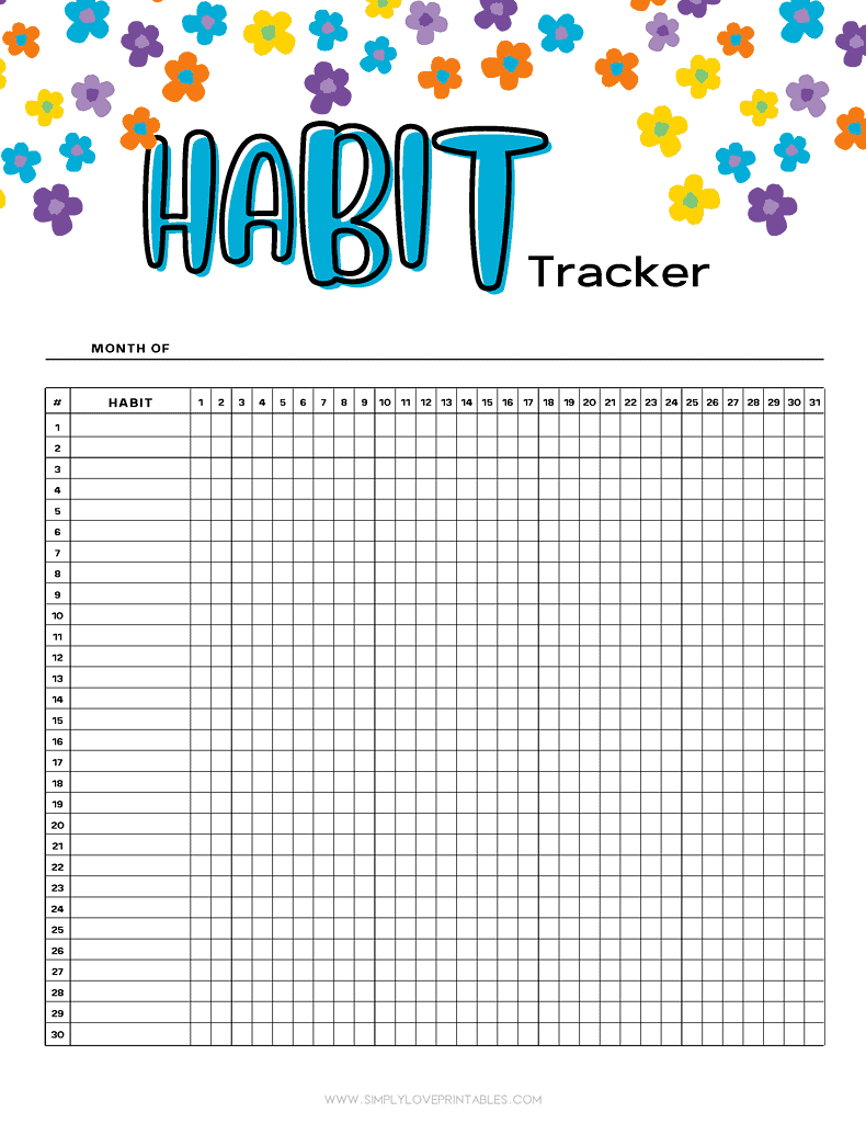 Simply Love Printables Fun Flowers Habit Tracker