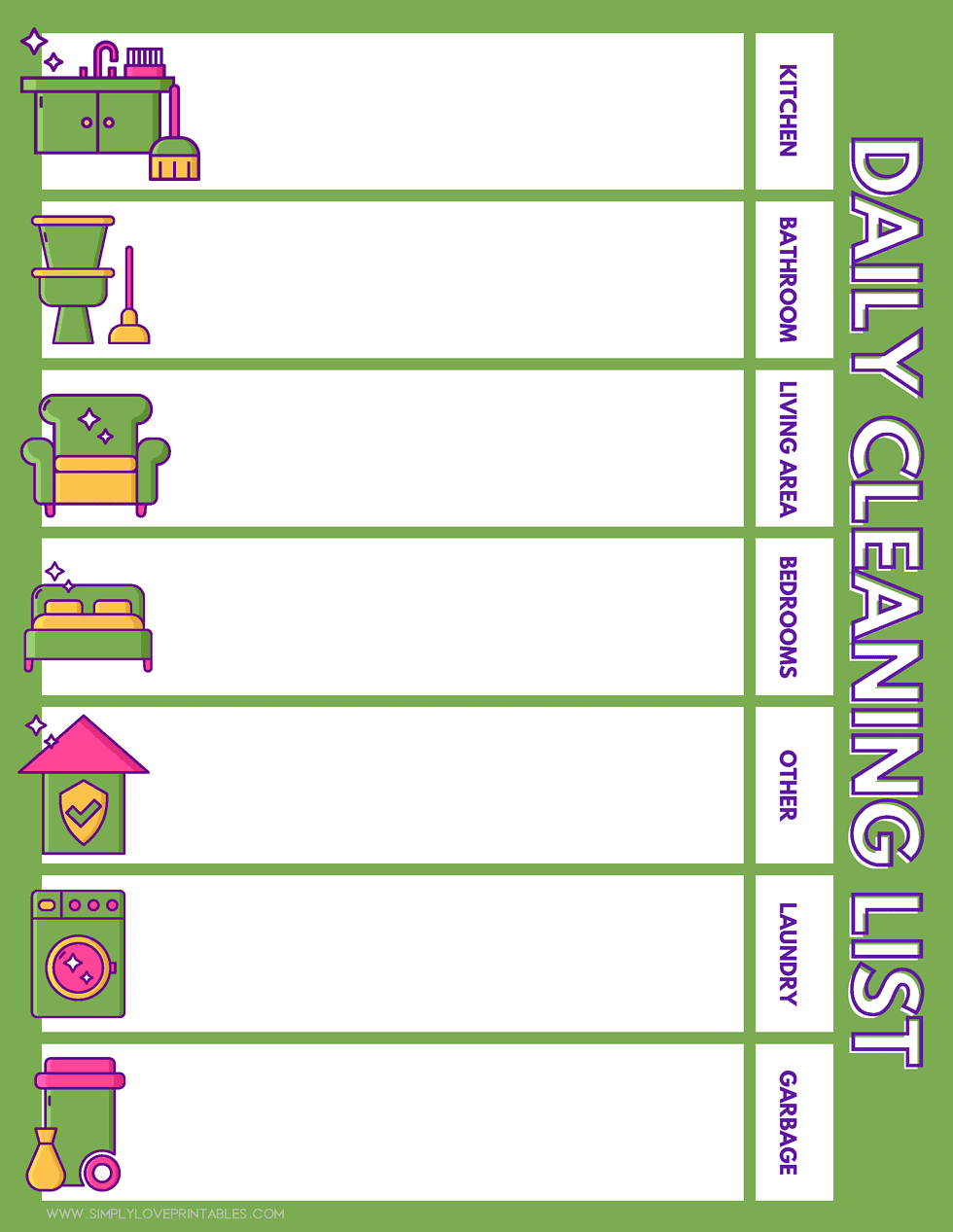 Free Printable Cleaning Lists | Simply Love Printables