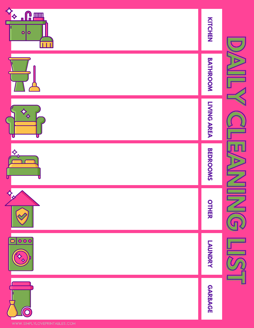 Free Printable Cleaning Lists | Simply Love Printables