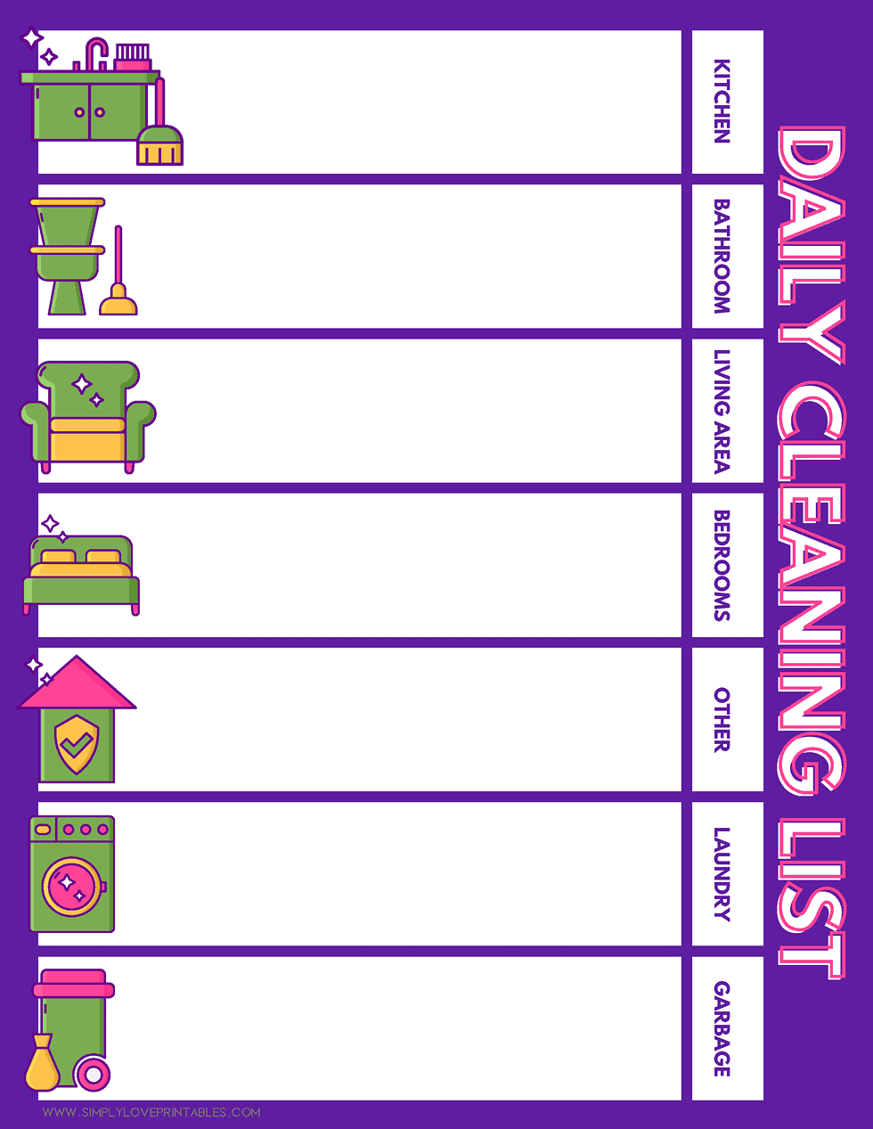 Free Printable Cleaning Lists | Simply Love Printables