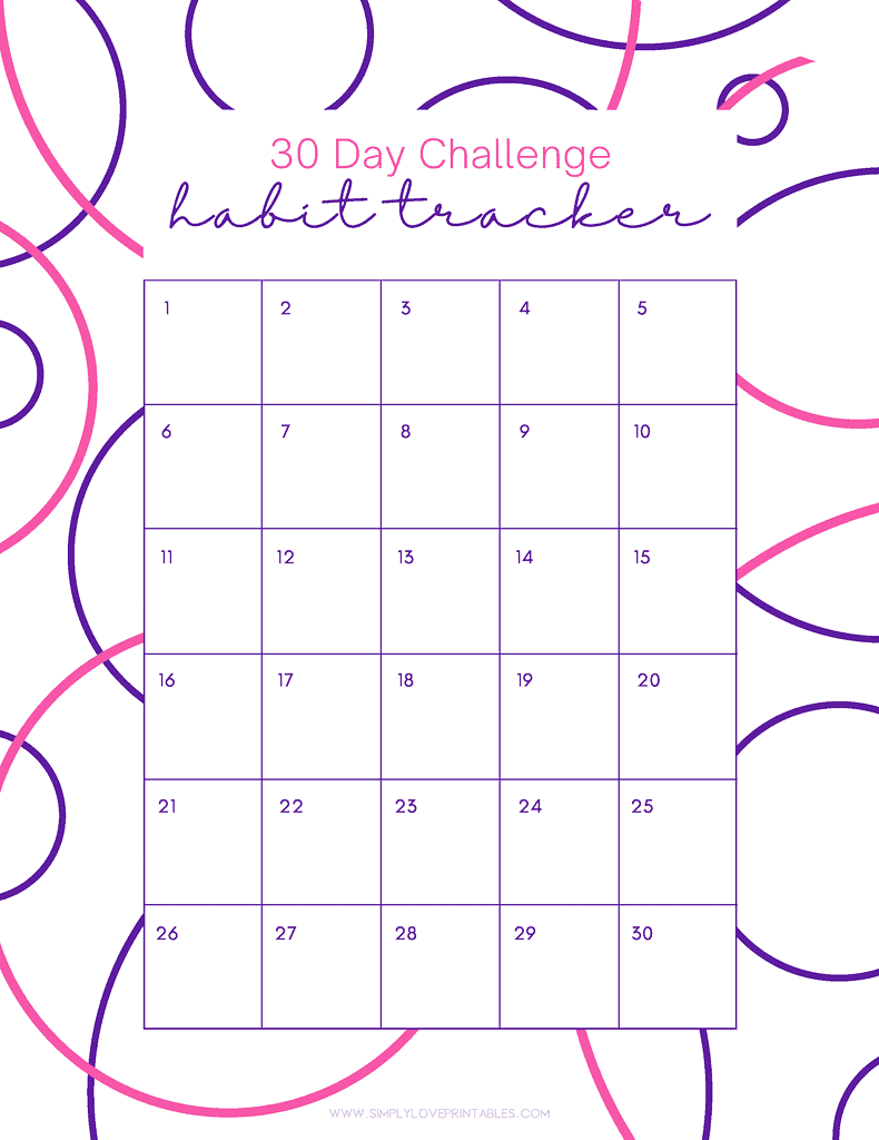 Simply Love Printables Purple Pink Circle Habit Tracker