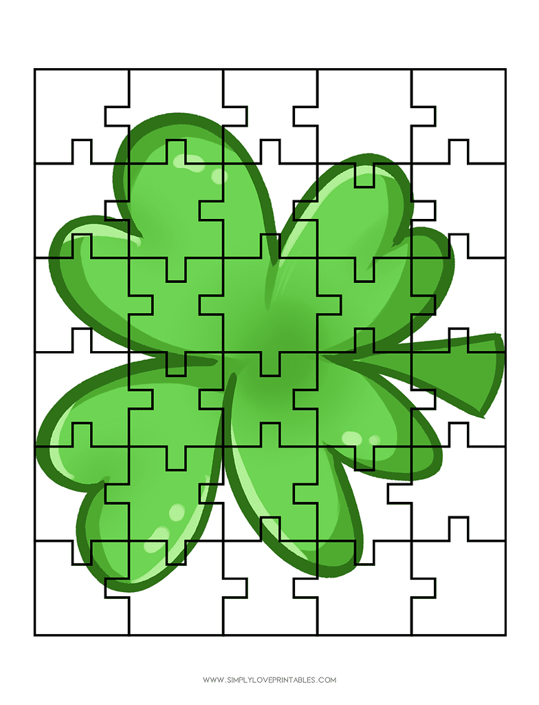 Simply Love Printables Puzzle Four Leaf Clover