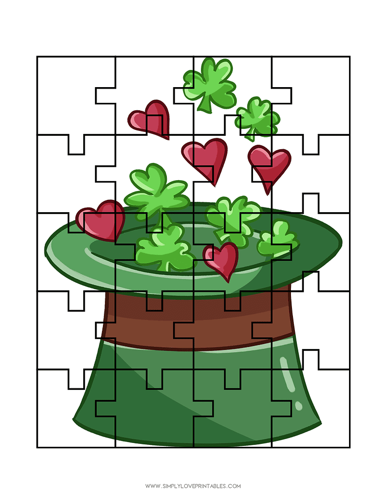 Simply Love Printables Puzzle Hat with Clover and Hearts
