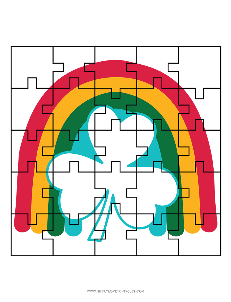Simply Love Printables Puzzle Rainbow and Clover
