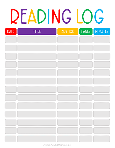 20 Free Printable Reading Logs for Kids | Simply Love Printables