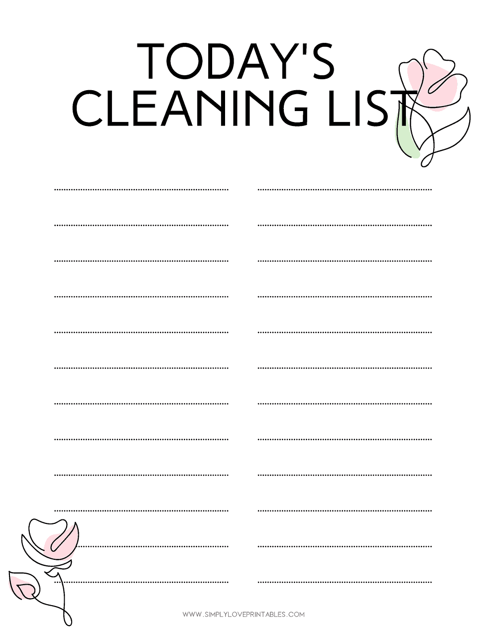 Free Printable Cleaning Lists | Simply Love Printables