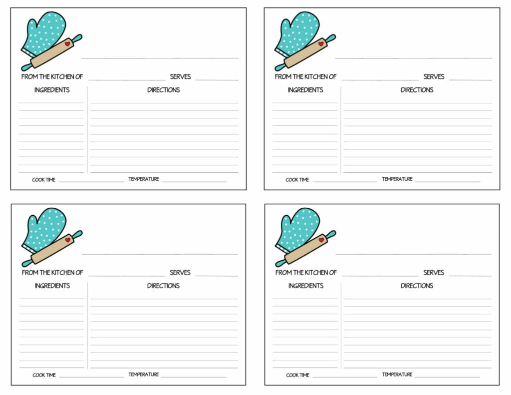 Simply Love Printables 4 Recipe Card Aqua