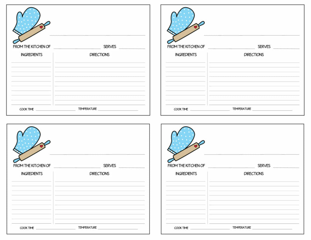 Simply Love Printables 4 Recipe Card Baby Blue