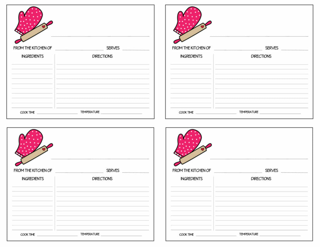 Simply Love Printables 4 Recipe Card Bright Pink