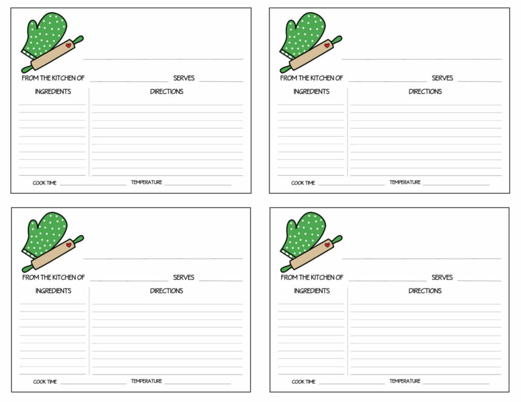 Simply Love Printables 4 Recipe Card Green