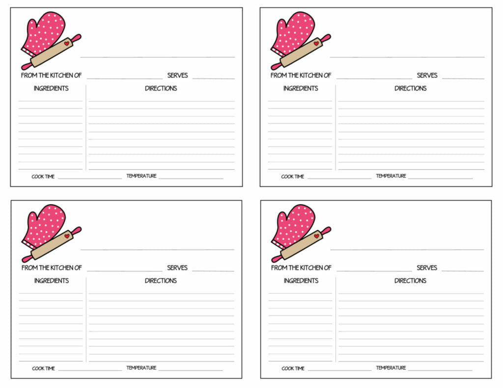 Simply Love Printables 4 Recipe Card Hot Pink