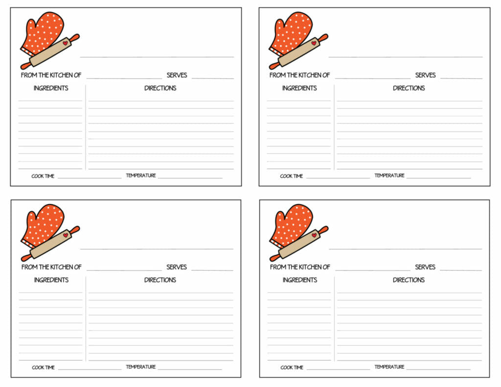 Simply Love Printables 4 Recipe Card Orange